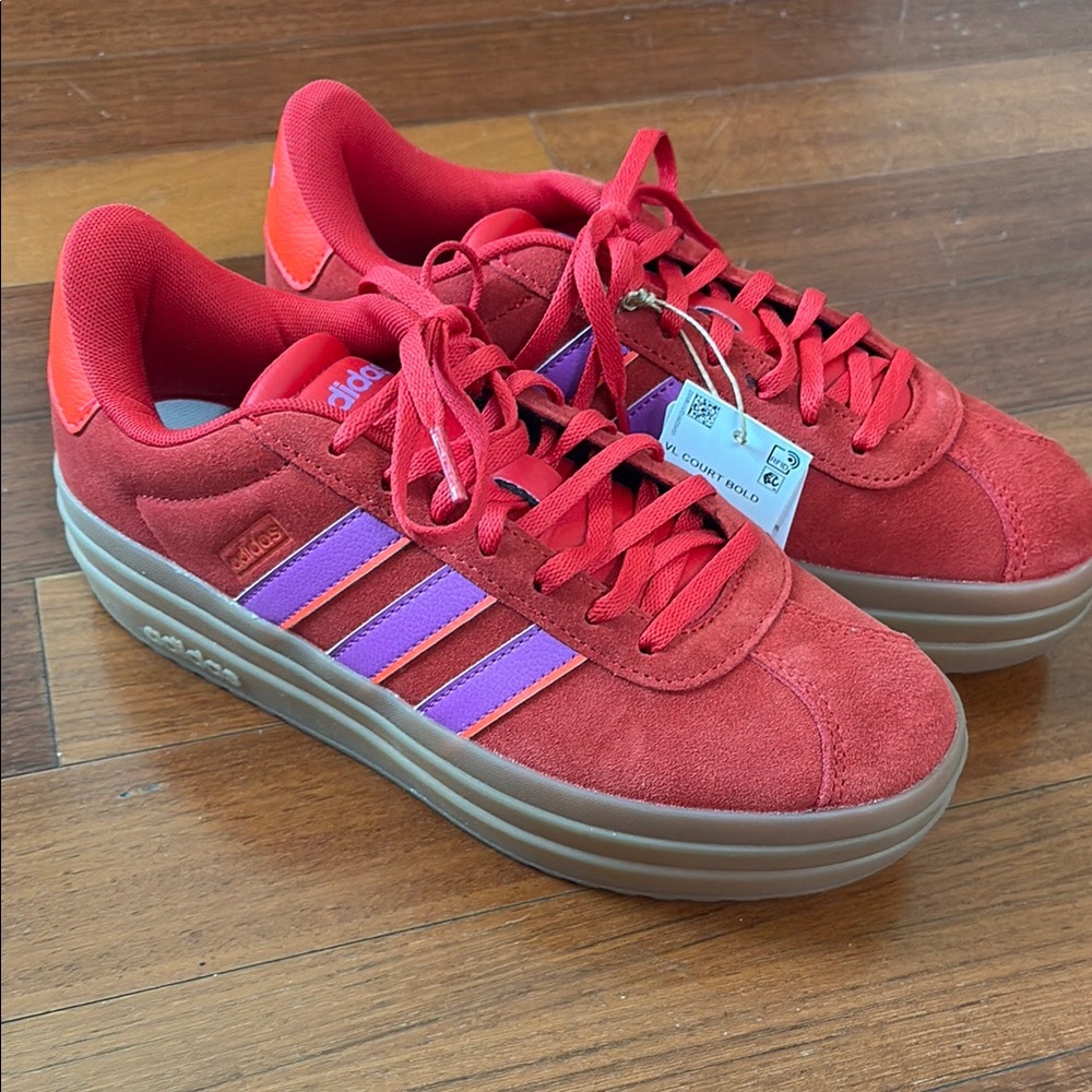 adidas VL Court Bold Platform Sneaker - Red 7.5